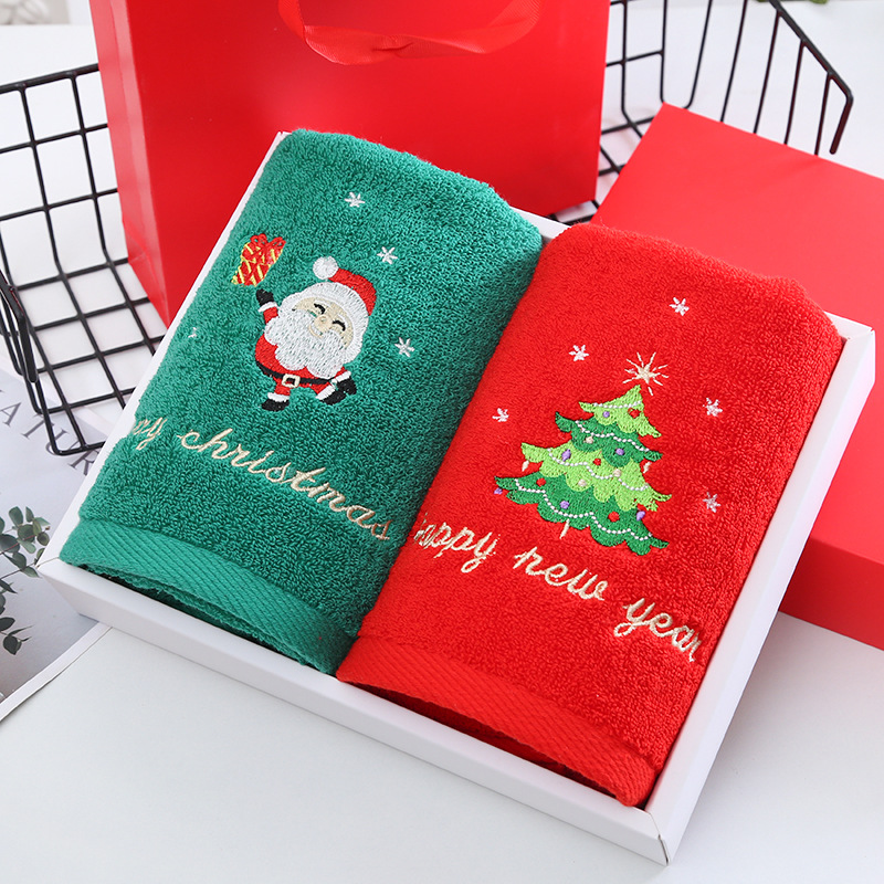 Home Textiles Face Towel - 크리스마스 수건 선물 상자 세트 수건