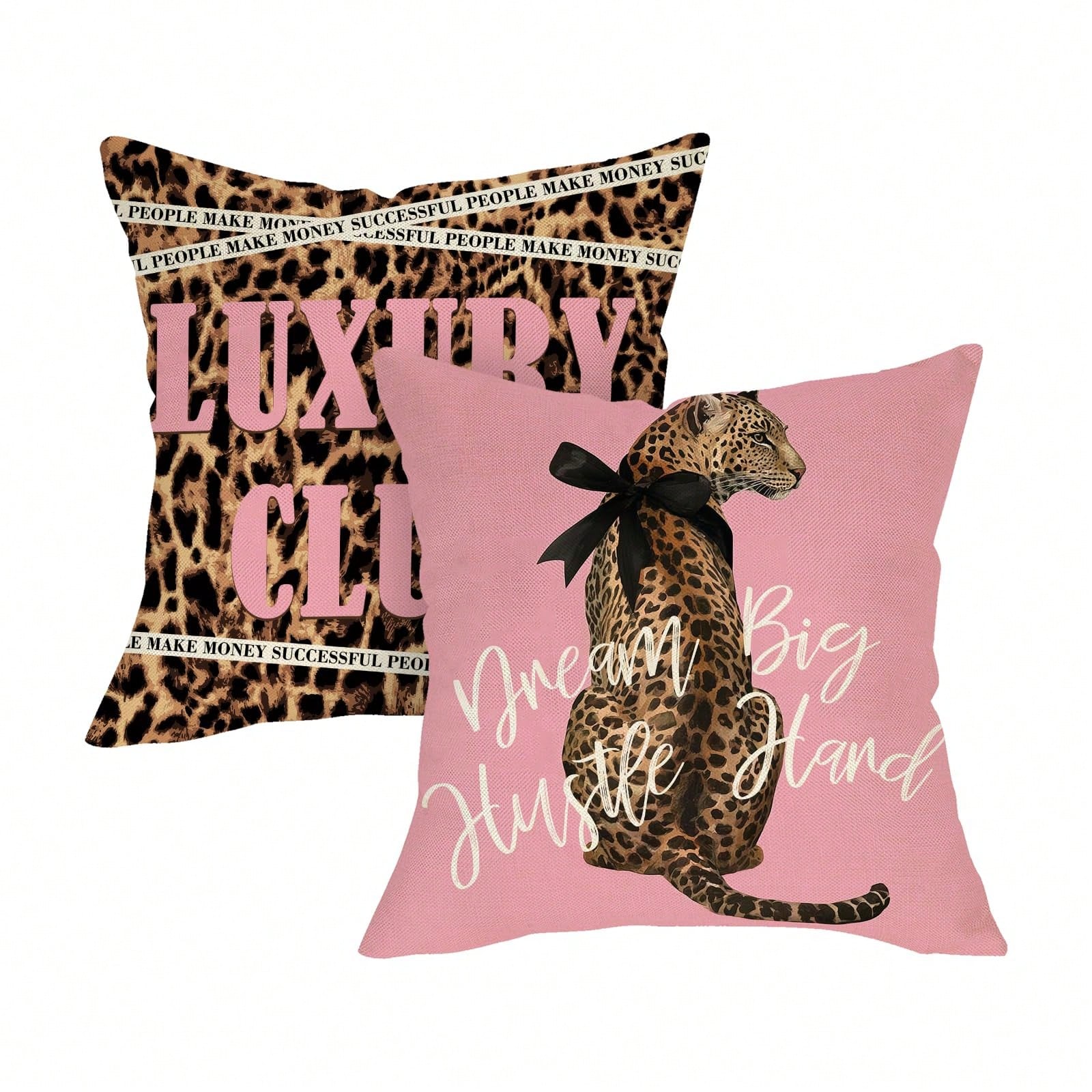 Pillow Insert 18X18 - 레오파드 무늬의 분홍색 장식용 쿠션 커버