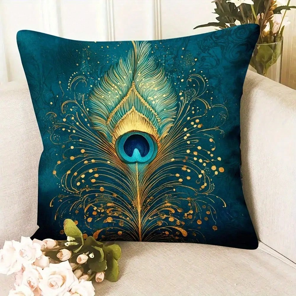 18x18인치 녹색 터키석 공작새 깃털 장식 쿠션 커버 - Pillow Insert 18X18 리뷰 및 가격