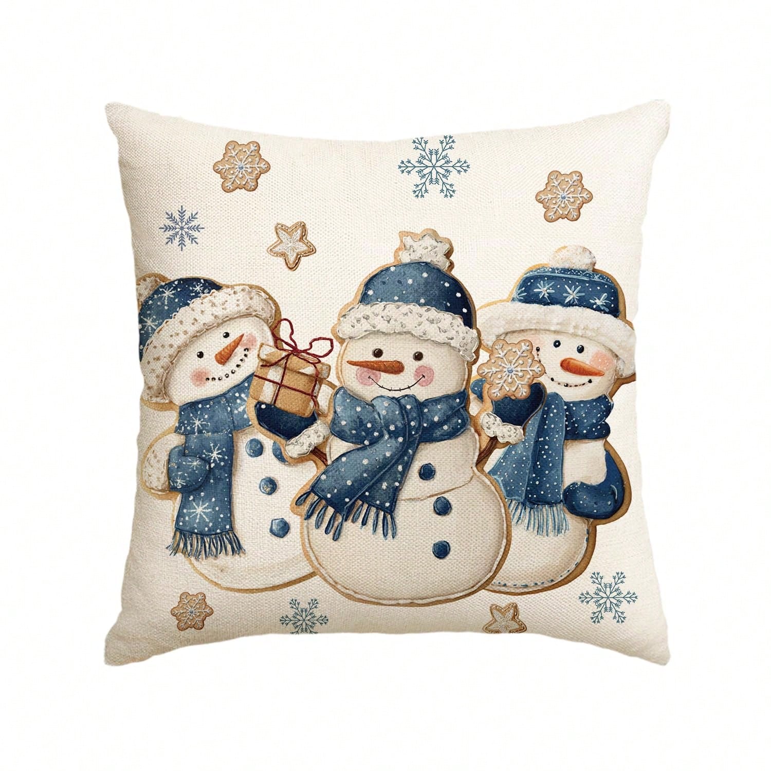 겨울 테마 눈사람, 눈꽃, 쿠키, 별, 파란색 스카프, - Pillow Insert 18X18 리뷰 및 가격