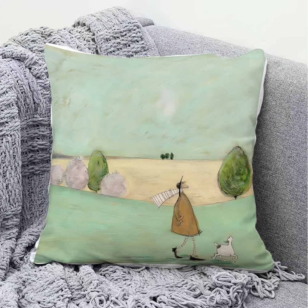 1개 패션 만화 프린트 베개 커버, 부드러운 짧은 플러 - Pillow Insert 18X18 리뷰 및 가격