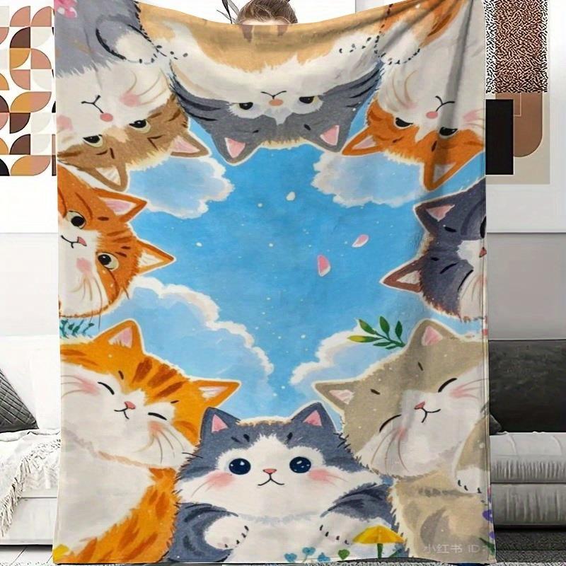귀여운 고양이 얼굴 패턴의 플란넬 프린트 담요, 모든  - Home Textiles Face Towel 리뷰 및 가격